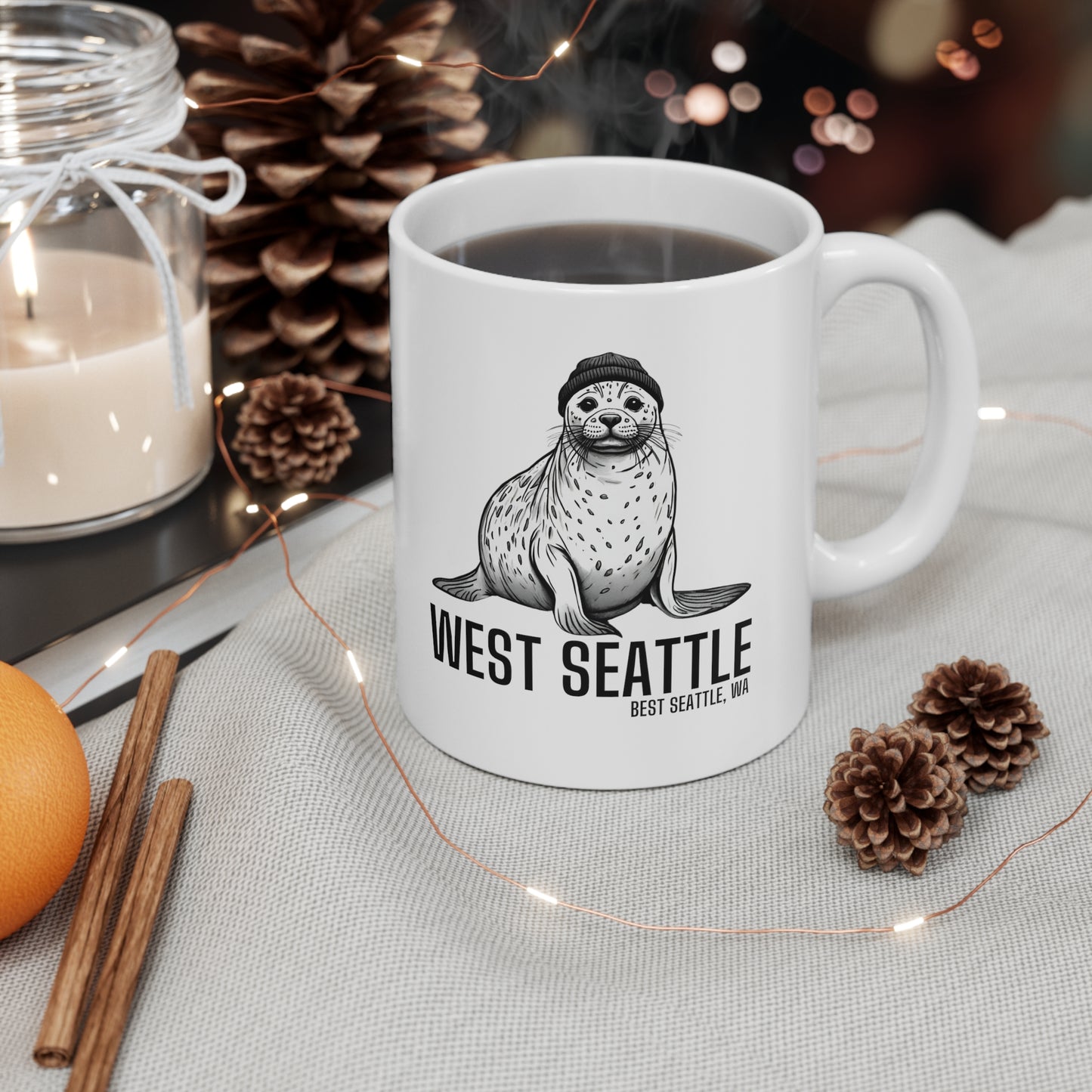 West Seattle Harbor Seal Ceramic Mug 11oz