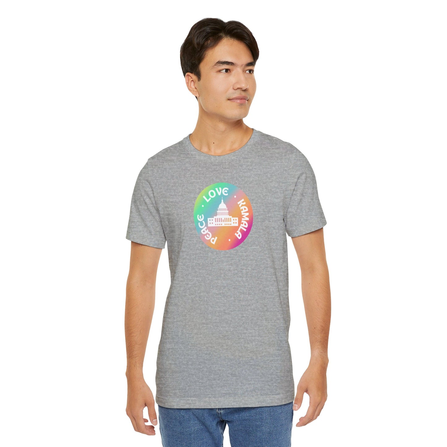 Rainbow Peace Love Kamala Jersey Short Sleeve Tee