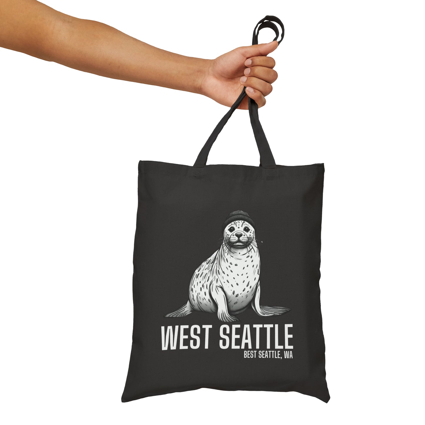 West Seattle Harbor Seal Cotton Canvas Tote Bag