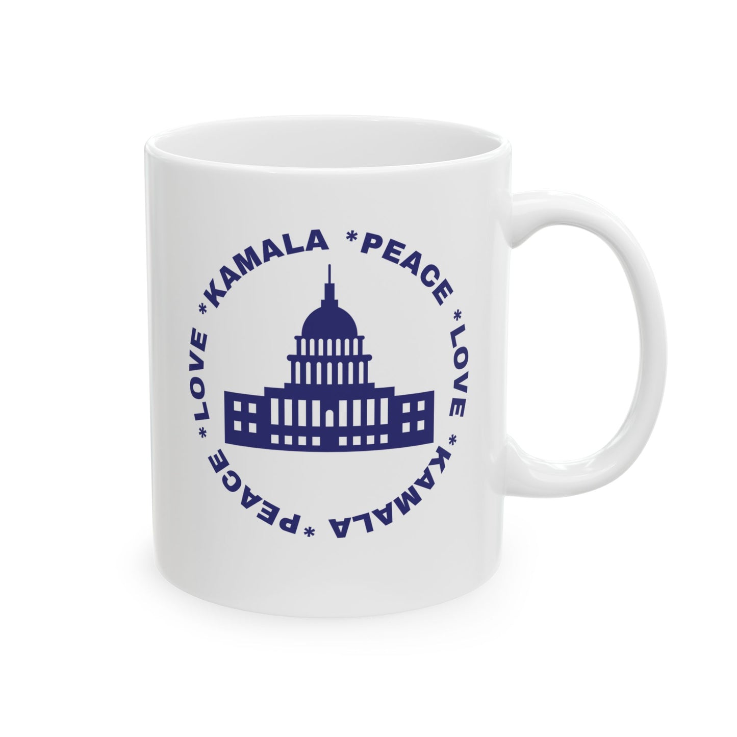 Peace Love Kamala Ceramic Mug, (11oz)