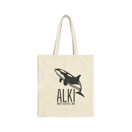 Alki West Seattle Orca Cotton Canvas Tote Bag