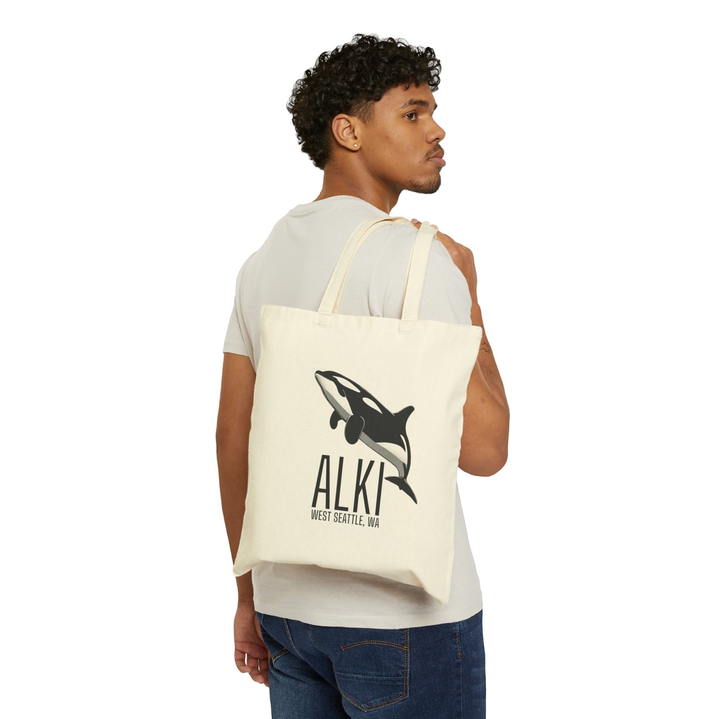 Alki West Seattle Orca Cotton Canvas Tote Bag