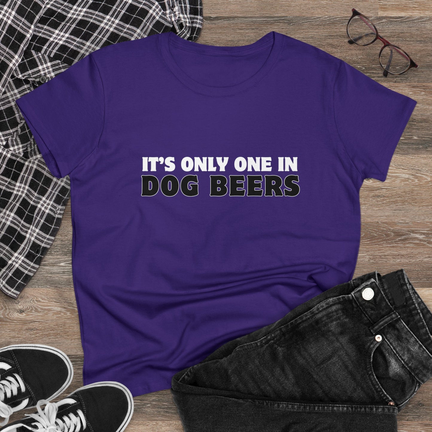 Only One in Dog Beers Women's Midweight Cotton Tee