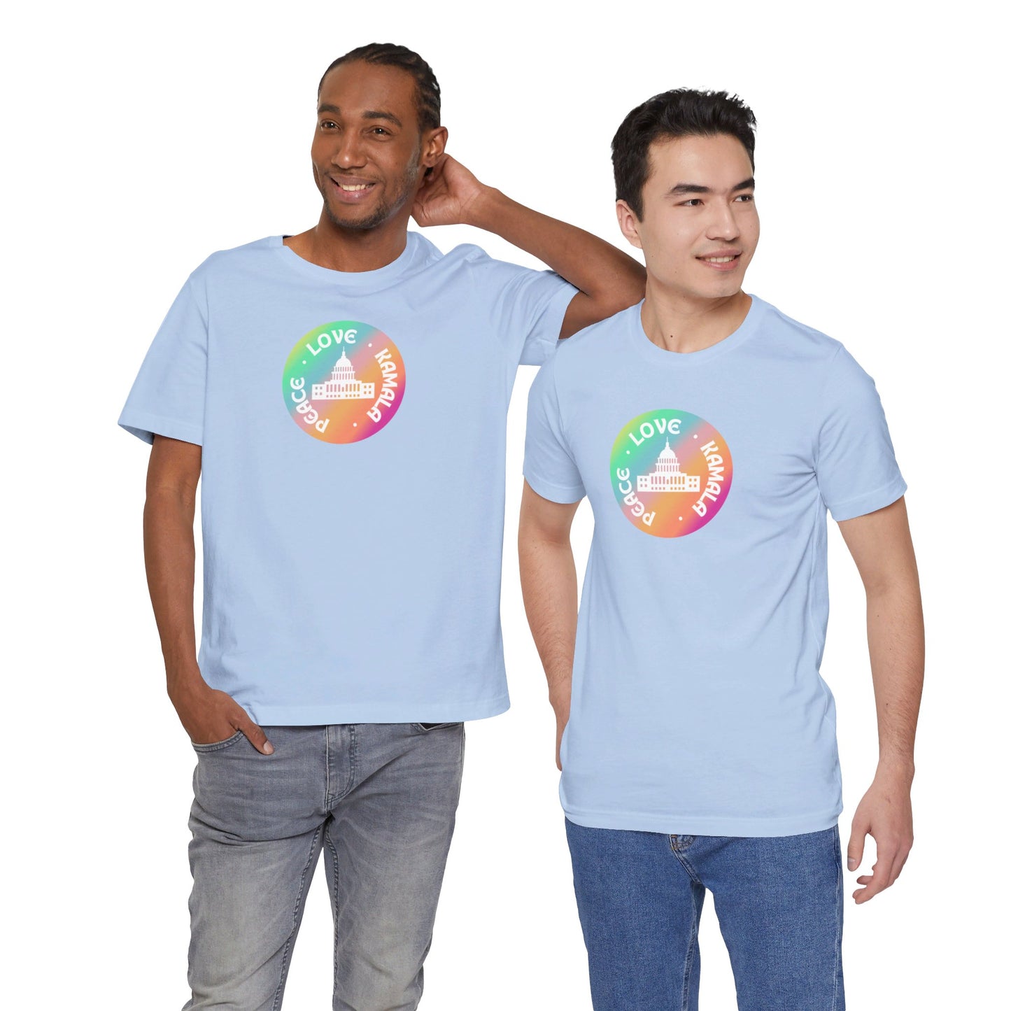 Rainbow Peace Love Kamala Jersey Short Sleeve Tee