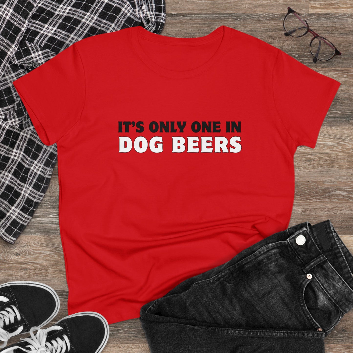 Only One in Dog Beers Women's Midweight Cotton Tee