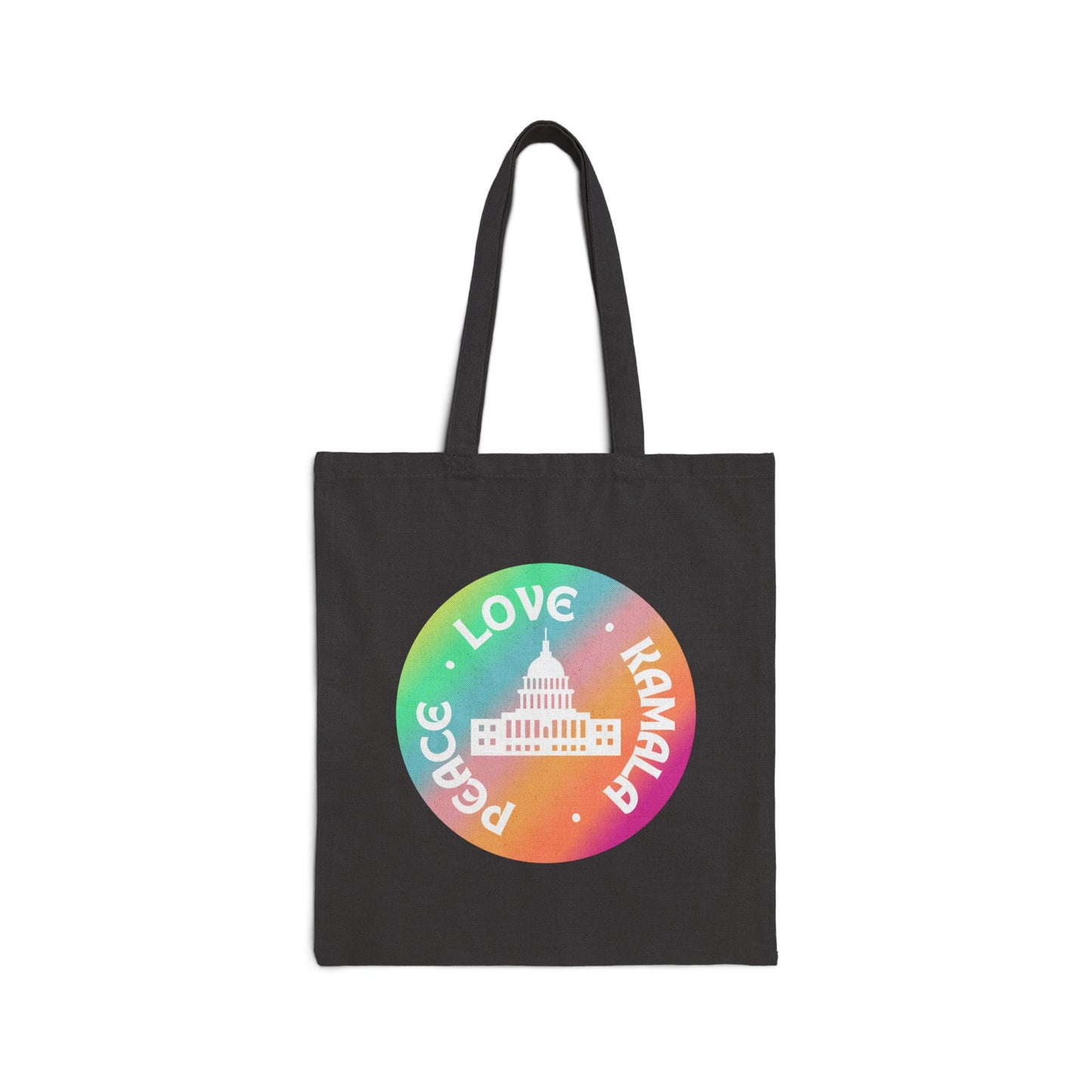 Rainbow Peace Love Kamala Cotton Canvas Tote Bag